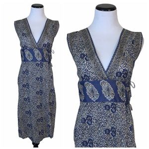 BCBGMaxAzria blue floral cotton wrap dress 4